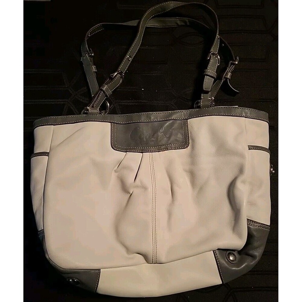 Coach Womens Handbag Satchel Shoulder Purse Grey Leather A1072-F13759  H2